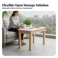 Solid Wood Construction Square Accent Table with Shelf Space-Saving Design 2-Tier Square Stand Small Footprint Nightstand Accessible Storage for Apartment Dwellers, Homeowners, Students, Living Room, Balcony, Bedroom, Office