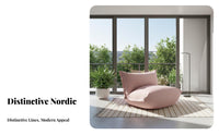 Nordic aesthetic Asymmetrical Upholstered Armchair Statement Piece Lounge Chair Sculptural Design Living Room Seating Ergonomic Comfort for Interior Decorators, Readers, Homeowners, Bedroom, Balcony, perusing niche, Office