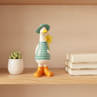 Resin Duck Figurine with Hat Cute Duck Figurine Cartoon Decor Whimsical for Desk, Bookshelf, Bedside Table