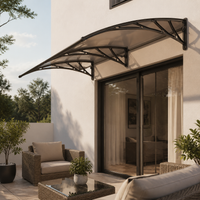 Awning, Rain Shelter, Retrofit, For Entrance Doors & Windows, Transparent Plastic Door Awning, Black Frame