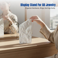 Minimalist Plaster Stone Jewelry Display Stand, Upright Necklace Holder, Double-Tier Desktop Organizer for Jewelry Shop