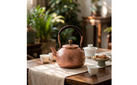 Small-Capacity Hammered Copper Teapot Vintage-Style Copper Teapot Compact Tea Kettle with Wrapped Handle for Artisan Collectors