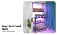 Space-Saving Lighted Plant Stand Sturdy Construction Rolling Plant Shelf with Grow Light Mesh Shelves Indoor Gardening Supply Built-in Air Circulation Fan for Succulent Collectors, Apartment Dwellers, Balcony, Sunroom, Living Room, Bedroom
