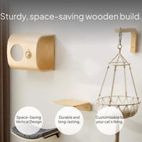 Wall-Mounted Solid Wood Modular Cat Climbing Set
