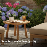 Waterproof Round Slatted Side Table Resistant Outdoor Furnishing full Wood Construction Easy to Clean for Interior Designers, Hotel Managers, Garden, Patio, Balcony, waterfront area