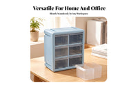 6 Drawer Storage Box Space Saving 6 Drawer Organizer Light Blue for Office