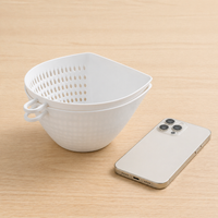 Colander for Kitchen Strainer, White Double-Layer Drainer Basket, Polypropylene Rice Washing Bowl for Fruit & Vegetable Washing, Meal Prep Students