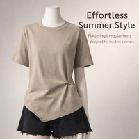 T Shirts for Women UK with Irregular Hem and Twist Knot Detail, Ladies Short Sleeve Casual Wear, Flattering Fit Design