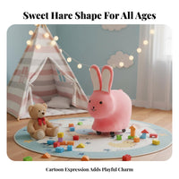 Multipurpose Bunny Shaped Ottoman Comfortable Seating Cartoon Rabbit Chair Soft Textile Soft Rabbit Stool Rounded Corners Design for Toddlers, Families, Family, Living Room, Entryway, Bedroom, Playroom