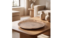 Hammered Aluminum Tray Metal Shallow Display Tray Distressed for Tabletop, Living Room, Entryway