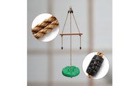 Outdoor Swing with Wooden Bar Braided Disc Swing Suspended Indoor for Children, Toddlers, Backyard, Playroom, Daycare
