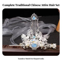 Traditional Chinese Attire Hair Accessory Set Elegant Design Traditional Chinese Attire Hairpin Set Crane Hair Crown Versatile