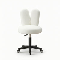 Long-Eared Stool Cute Chair with Wheels Small Chair with Backrest for Nail Technicians, Vanity Table, Beauty Salon