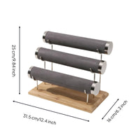 Jewelry Organizer with Wooden Base Upscale Look Jewelry Display Stand Stable for Vanity, Retail Counter