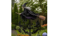 Halloween Kinetic Wind Rotator with Witch Rotating Witch Wind Rotator Spooky Yard Art Whimsical for Pathway
