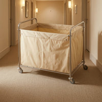 Hotel Laundry Cart Heavy Duty Laundry Cart with Wheels Space-Saving Steel-Framed for Guest Rooms