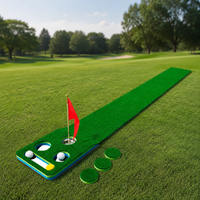 Portable Indoor Putting Practice Mat, EVA Base with Sphere Return, Artificial Turf putting Green Mat, Non-Slip Design