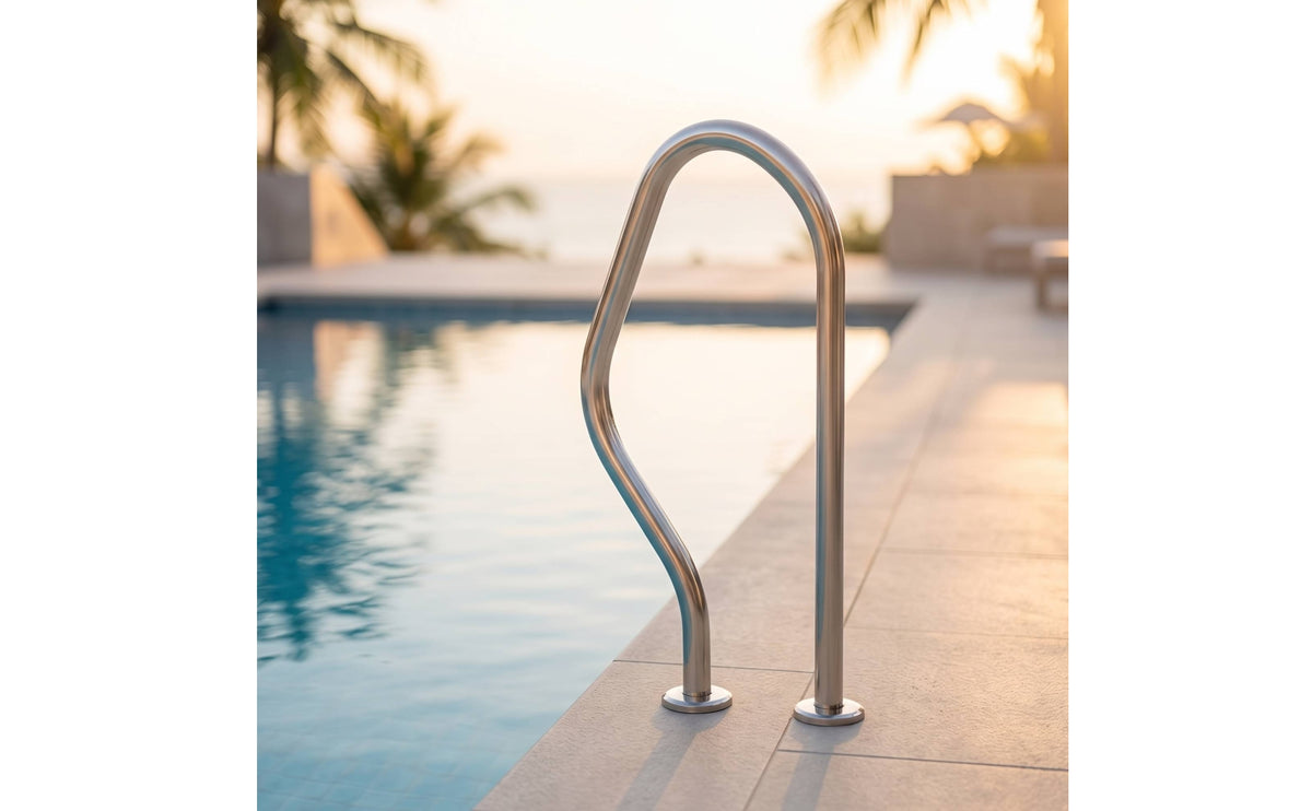 Stainless Steel Pool Handrail Floor-Mount Swimming Pool Handrail Rustproof Hardware Heavy-Duty for Swimmers