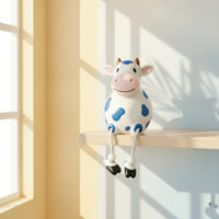 Cow Figurine Decorative Cow Statue Figurine with Dangling Legs Farmhouse Decor Garden for Gardeners, Tabletop, Fence