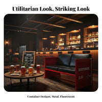 Iron Frame Construction utilitarian Pub Table and Chairs Retro Design utilitarian Dining Set Upholstered Booth Commercial Furniture Easy to Clean for Bar Owners, Cafe, Lounge, Patio
