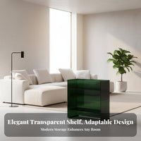 Space-Saving C-Shaped Acrylic Table Transparent Look Acrylic C-Table Minimalist Design Household Furniture Slides Under Sofa for Homeowners, Apartment Dwellers, Students, Small Spaces, Bedroom, Living Room, Home Office