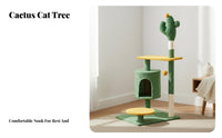 Transparent Space Capsule Cactus Cat Tree Dangling Ball Toy Multi-Level Cat Perch Sturdy Construction Sisal Scratching Post Tree Stable Structure for Indoors, Indoor, Living Room, Bedroom