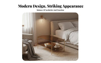 On casters 2-Tier Rolling Table Mobile Design Nightstand Space-Saving Household Furniture Multi-Functional for Apartment Dwellers, Homeowners, Students, Bedroom, Living Room, Small Spaces, Home Office