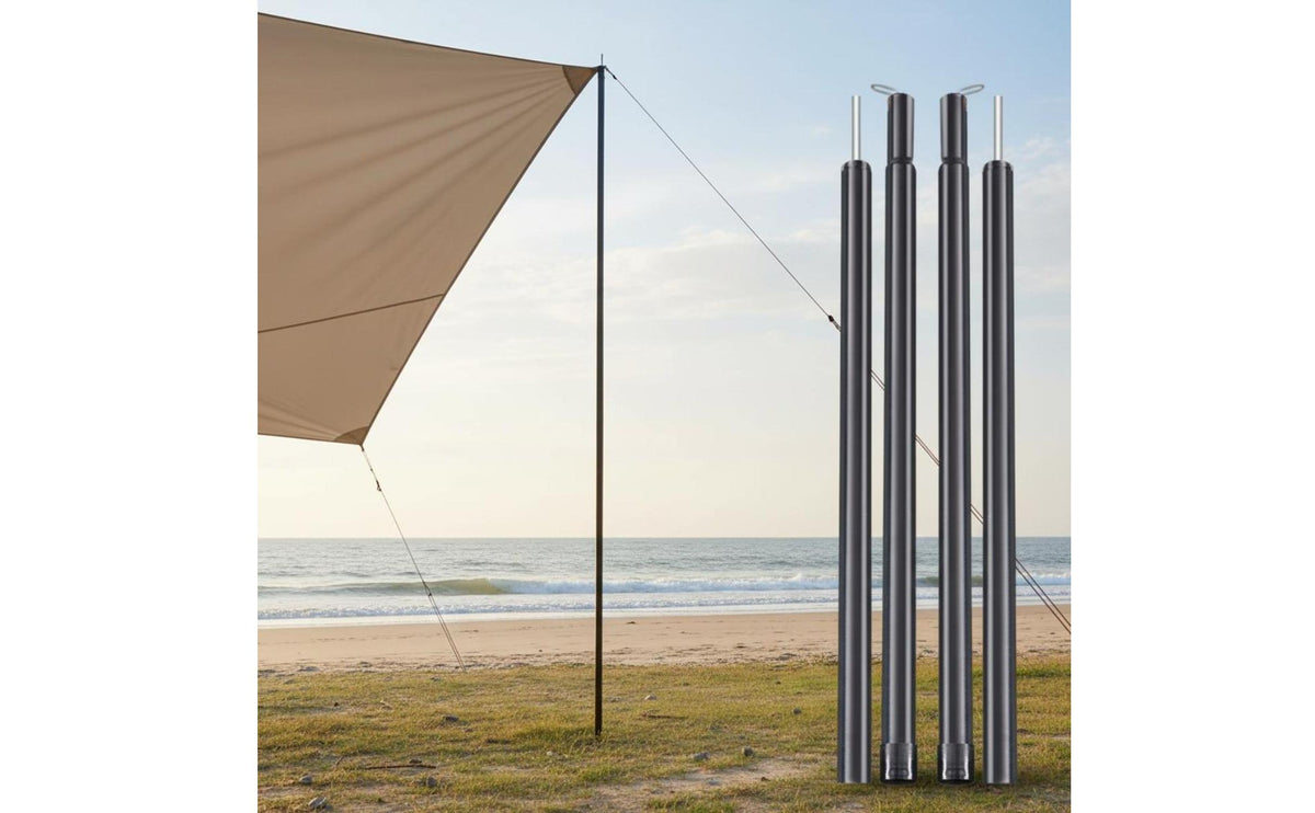2 Pieces Tent Vestibule Pole Sturdy Tarp Pole Set Awning Support Rod Anti-Slip Ends Shelter Support Stick Secure Elastic Buckle