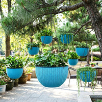 Plant Pots and Hanging Basket for Outdoor Plants, Self Watering Indoor Plant Pot with Chain, Rural Style Wicker Planter, Thickened Flower Pots