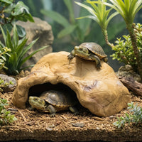 Mineral Retreat with Terrace Resin Reptile Cave Realistic Reptile Hide Cave for Reptiles, Turtles, Aquarium