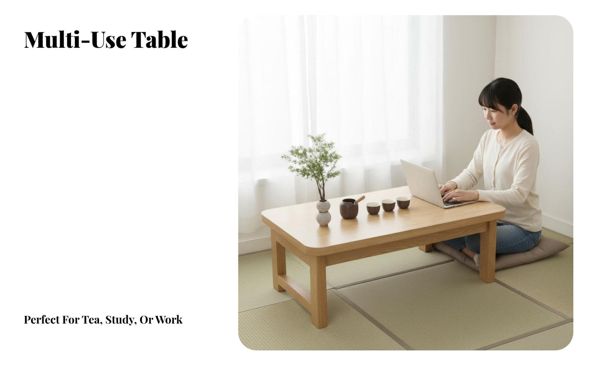 Space-Saving Folding Leg Table Multi-Purpose Foldable Lap Tray Portable Floor Desk Sturdy Construction for Students, Remote Workers, Adults, Bay alcove, Bedroom, Living Room, Home Office