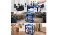 3-Tier Utility Cart Compact Metal Rolling Tool Cart Sturdy Furniture for Garage