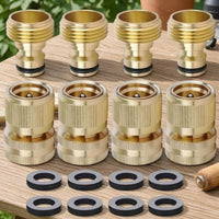 4 Pair Garden Hose Quick Connector Garden Hose Quick Connect Knurled for Lawn, Patio