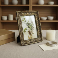 Light Luxury Ornate Resin Frame Retro Design Gold Resin Frame Decorative for Desk