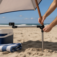 Outdoor Universal Umbrella Holder for Fishing, Sunshade, and Stall Use - Portable Telescopic Ground Insert Stand