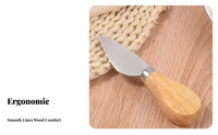 4 Pieces Cheese Set Stainless with Wooden Handle Cheese Cutlery Easy to Clean Meat and Cheese Board Utensil Set for Adults, Parties