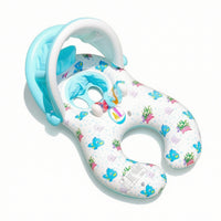 Inflatable Parent-Child Swim Collar Sitting-in Baby Pool Buoy with Steering Wheel Portable Baby Pool Buoy with Seat Sturdy for Toddlers