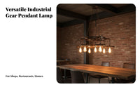 Retro Gear Pendant Light Nostalgic American Design Loft Lamp Adjustable Chain Vintage Caged Wall Sconce for Designers, Restaurant, Clothing Store