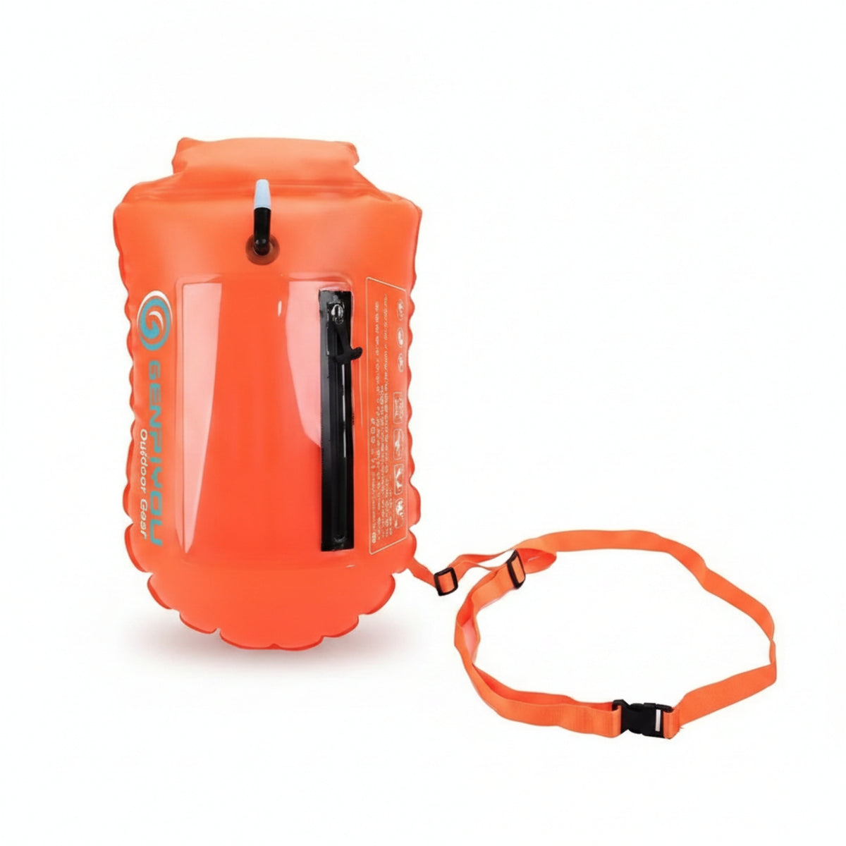 Transparent Pocket Rectangular Swim Buoy Orange Two-Compartment-Chamber Buoy High Visibility Tow Buoy Dry Bag Bright Color