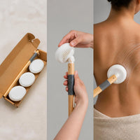Long Handle Back Lotion Applicator Brush with Replaceable Heads