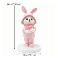 Rabbit Figurine with Heart Artisanal Rabbit Figurine Charming for Living Room