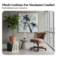 Height Adjustable Wheeled Vanity Chair Vintage design Office Furniture 360-Degree rotate Accent Seat effortless Rolling Casters for Home Workers, Students, Adults, Bedroom, Study Room, Small Spaces