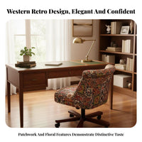 Height Adjustable Wheeled Vanity Chair Vintage design Office Furniture 360-Degree rotate Accent Seat effortless Rolling Casters for Home Workers, Students, Adults, Bedroom, Study Room, Small Spaces