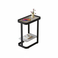Space-Saving 2-Tier C-Shaped Table Minimalist Design Home Furniture Sturdy Construction Rounded Corners for Apartment Dwellers, Homeowners, Students, Living Room, Bedroom, Small Areas, Balcony