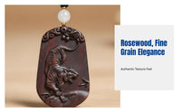 Rosewood Tiger Pendant, Zodiac Necklace, Hand-Carved Car Charm