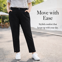Ladies Trousers for Plus Size Women with Elastic Waistband, Walking in Lightweight Rayon for Summer