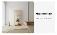 Japanese Aesthetic Freestanding Slatted Screen Modern Minimalist Design Room Divider Movable Partition Wall No Installation Required for Home Decorators, Interior Designers, Small Business Owners, Entryway, Bedroom, Studio Apartment