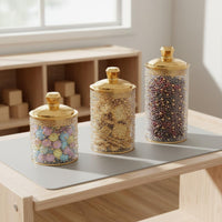 Moisture-Proof Gold Lid Candy Jar Elegant Design Pearl Pattern Storage Container Bisphenol A-Free-Safe Decorative Storage Jar Lightweight for Bathroom