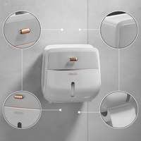 Wall-Mounted Toilet Paper Holder with Storage Shelf, Waterproof Double-Layer Tissue Dispenser for Bathroom and Dorm