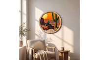 Round Wooden Wall Art Self-Adhesive Wooden Plaque Layered Wood Plaque Flat for Living Room, Bedroom, Entryway